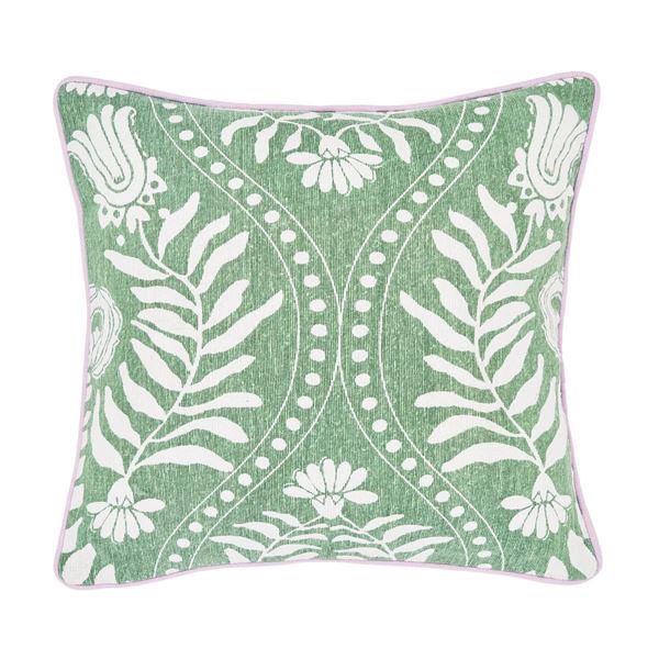 Trellis Flowers Cushion - Green